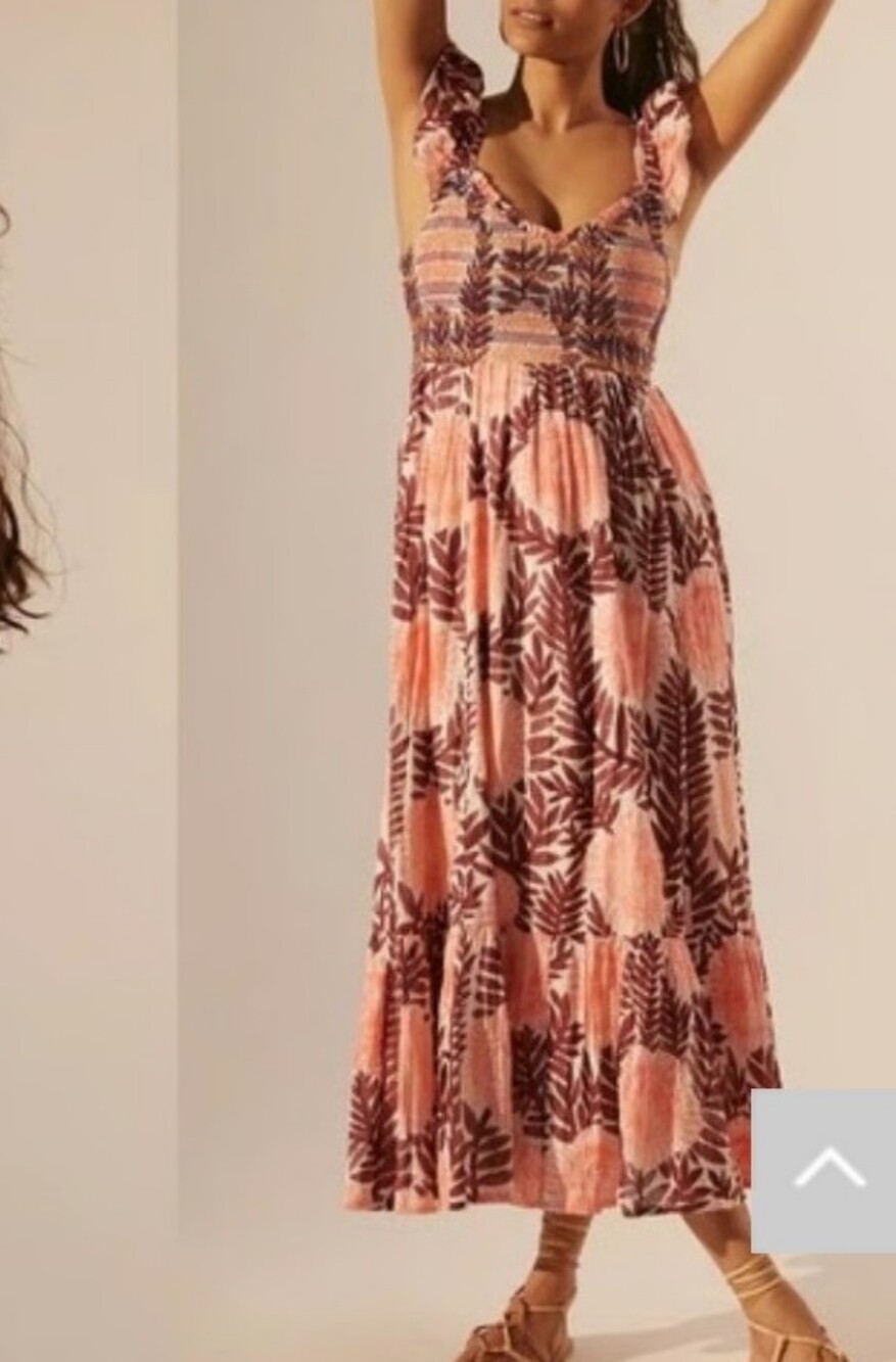 ANTHROPOLOGIE Cecilia Pettersson Smocked Maxi Dress. Size Medium